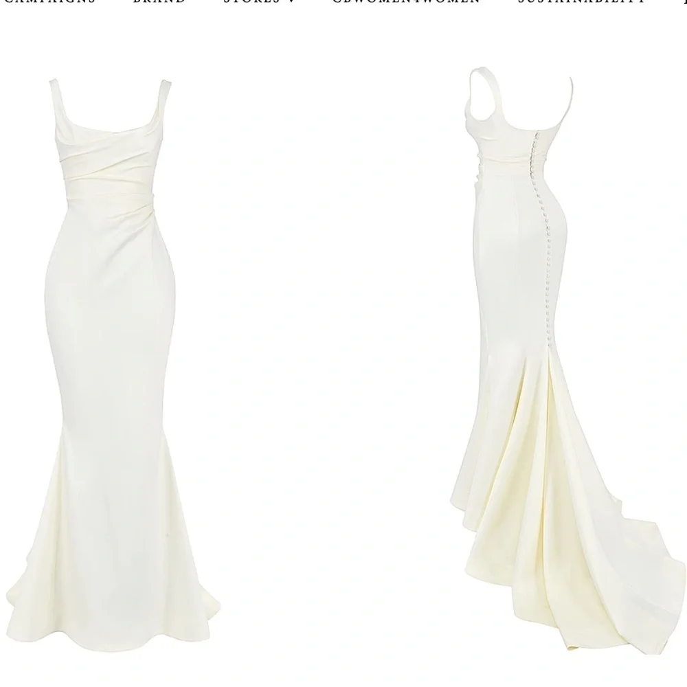 HOUSE OF CB 'Emilie' Off White Satin Mermaid Bridal Gown NWOT size XS - Picture 4 of 17